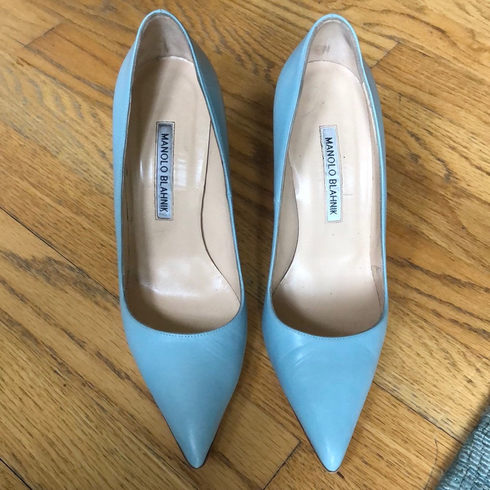 Manolo Blahnik dusty blue heels
